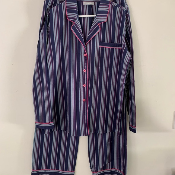 Nordstrom XL Navy Striped 100% Cotton Pajama Set New no Tag - Picture 3 of 16